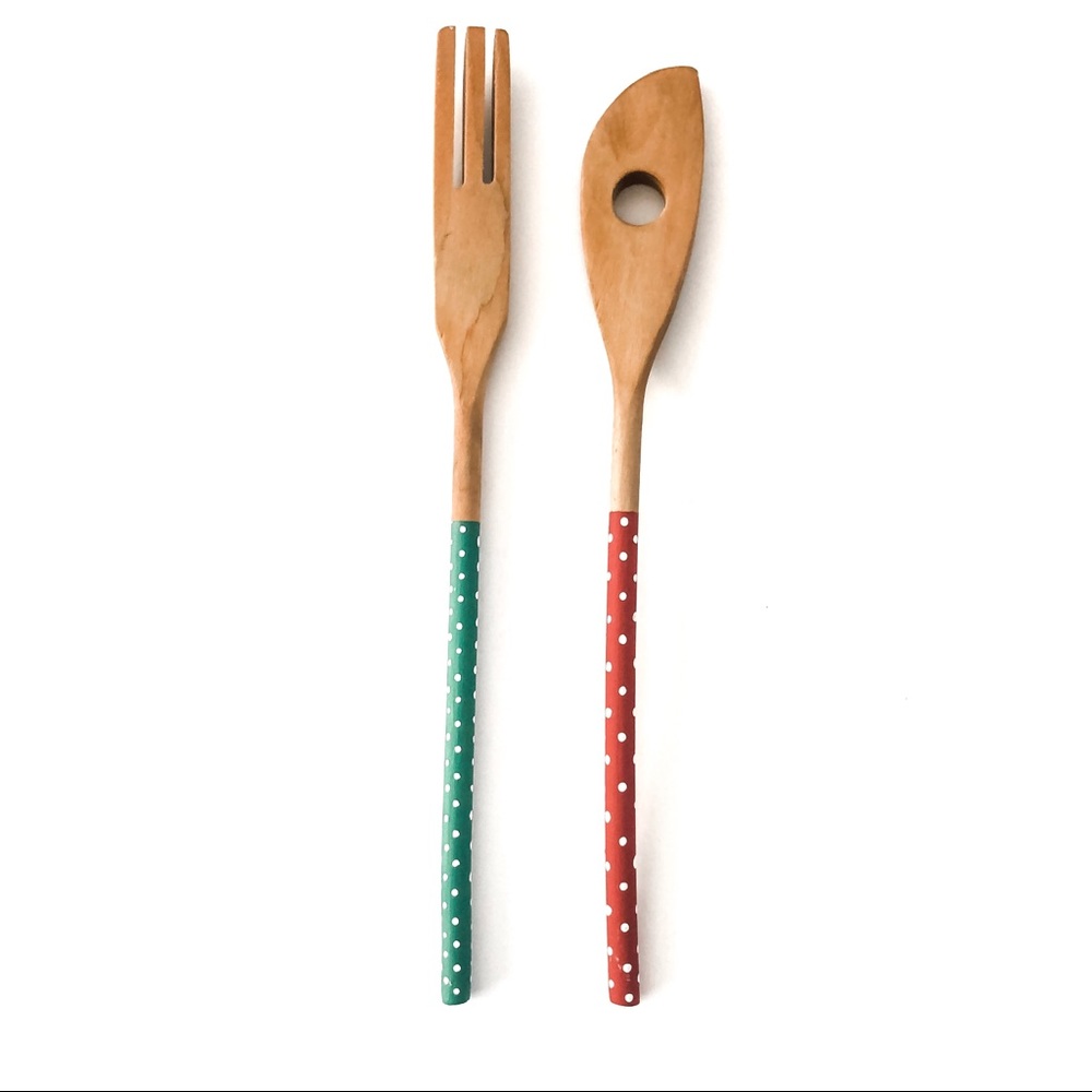 Polka Dot Hand Painted Wooden Utensils